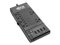 Tripp Lite 6-Outlet Surge Protector Power Strip, 4 USB Ports, 6 ft. Cord, 1080 Joules, Diagnostic LED, Black Housing - Protector contra sobretensiones - CA 120 V
