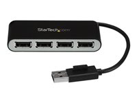 StarTech.com Concentrador Ladrón USB 2.0 de 4 Puertos con Cable Integrado - Hub Portátil USB 2.0 de 4 Puertos Alimentado por el Bus - Hub