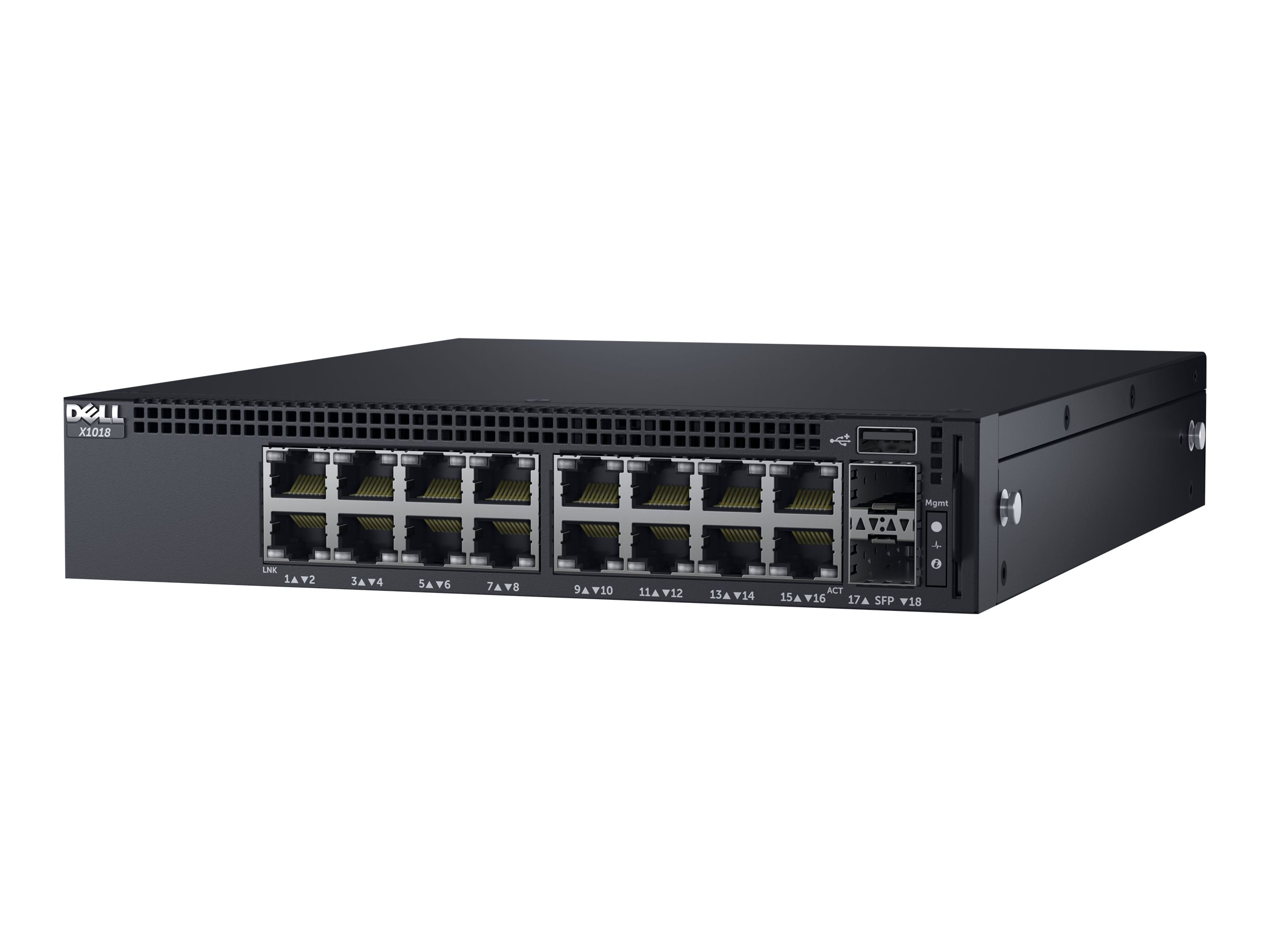 Dell Networking X1018 Smart Web Managed Switch/ 16x 1GbE and 2x 1GbE SFP ports Lifetime Limited Hardware Warranty Minimum Warranty ( add 575 BBEE to make the switch rackmountable )