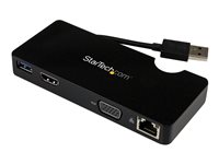 StarTech.com Replicador de Puertos USB 3.0 con HDMI o VGA, Ethernet Gigabit y USB Pass-Through - Docking Station para Portátil - Estación de conexión