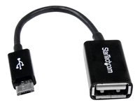 StarTech.com Cable Adaptador de 12cm Micro USB Macho a USB A Hembra OTG para Tablets Smartphones Teléfonos Inteligentes - Negro - Adaptador USB