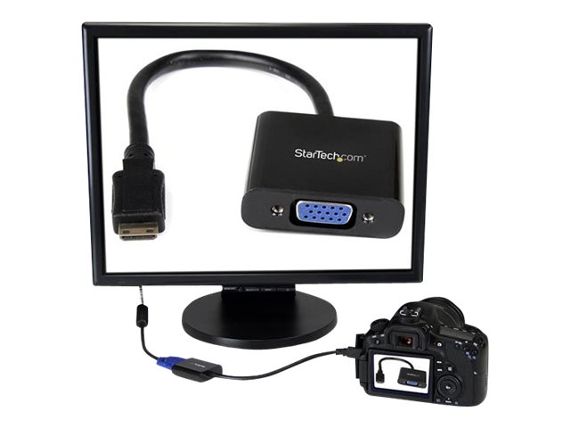 StarTech.com Mini HDMI? to VGA Adapter Converter for Digital Still Camera / Video Camera - 1920x1080 - Mini HDMI Male to VGA HD15 Female (MNHD2VGAE2) - Videokonverter - HDMI - VGA