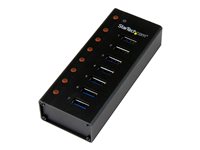 StarTech.com Concentrador USB 3.0 de 7 Puertos con Caja de Metal - Hub de Sobremesa o Montaje en Pared - Hub