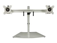 StarTech.com Dual Monitor Stand, Ergonomic Free Standing Dual Monitor Desktop Stand for two 24" VESA Mount Displays, Synchronized Height Adjustable, Double Monitor Pole Mount, Silver - Double Monitor Holder (ARMDUOSS) - Stand