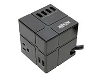 Tripp Lite Surge Protector Power Cube 3-Outlet 6 USB-A 7.2A 6ft Cord Black 540 Joules - Protector contra sobretensiones - 15 A