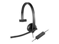 Logitech H570e Wired Headset, Mono Headphones with Noise-Cancelling Microphone, USB, in-Line Controls with Mute Button, Indicator LED, PC/Mac/Laptop - Black - Auricular