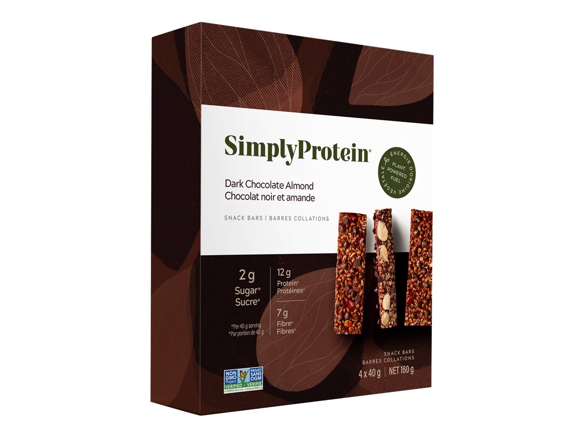 SimplyProtein Plant-Based Snack Bars - Dark Chocolate Almond - 4 x 40g