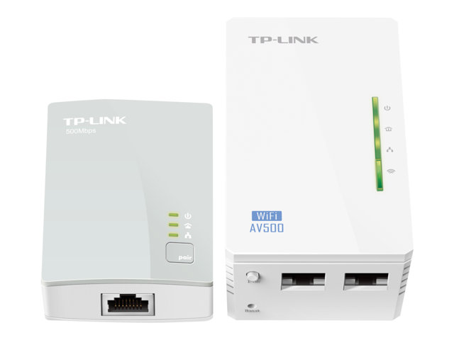 TP-Link TL-WPA4220KIT AV500 2-Port Wifi Powerline Adapter Starter Kit - Powerline adapter kit - HomePlug AV (HPAV) - 802.11b/g/n - wall-pluggable