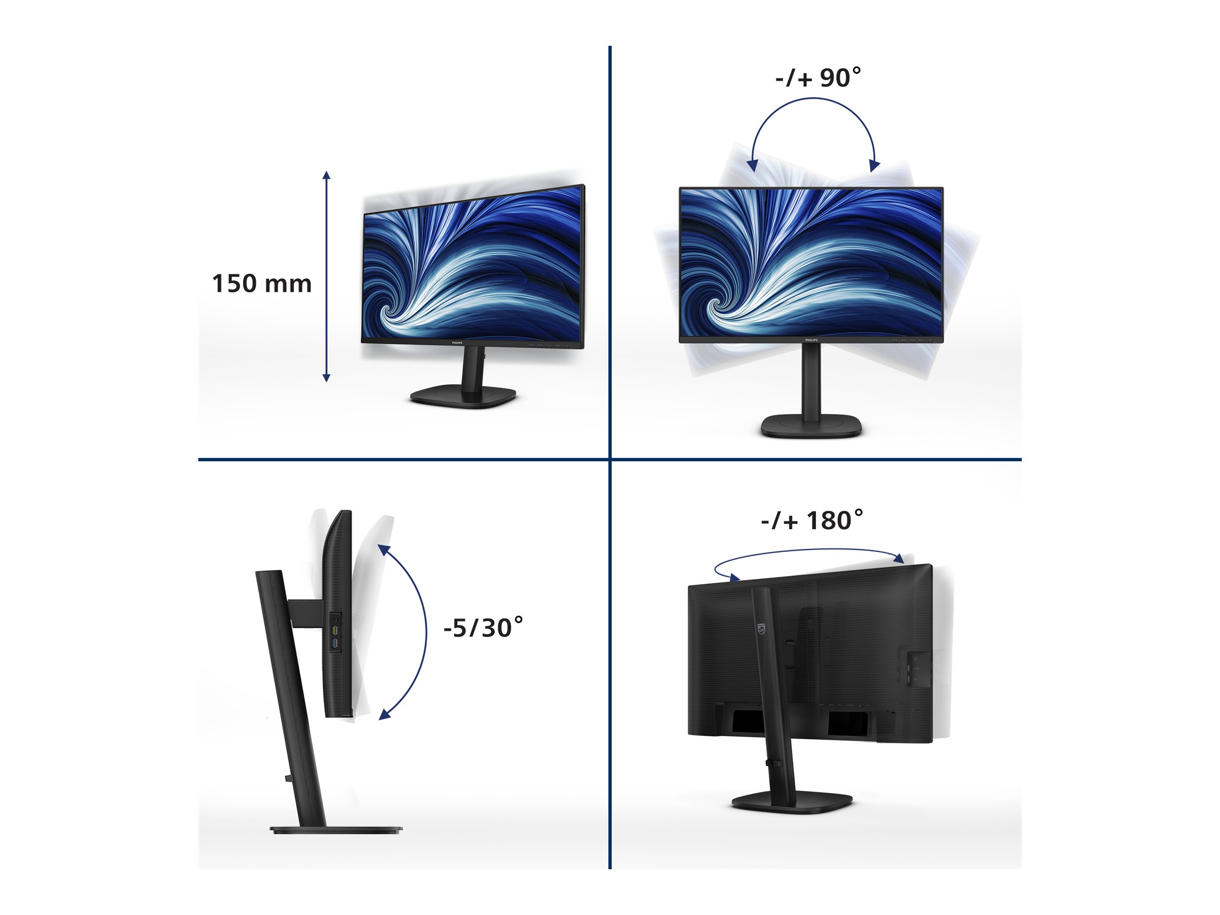 Philips 24B2U3301 3000 Series LED monitor Full HD (1080p) Product shot Left-angle 79900