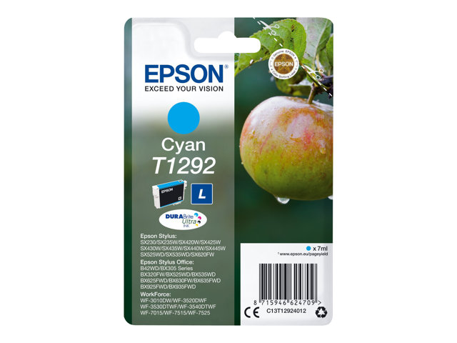 Image of Epson T1292 - L size - cyan - original - ink cartridge