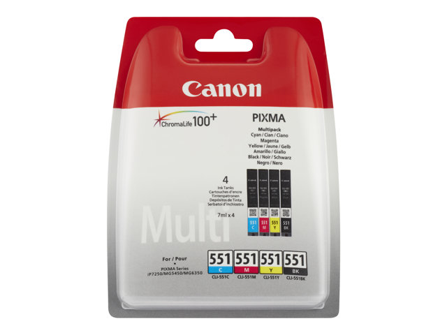 Image of Canon CLI-551 C/M/Y/BK Multipack - 4-pack - black, yellow, cyan, magenta - original - ink tank