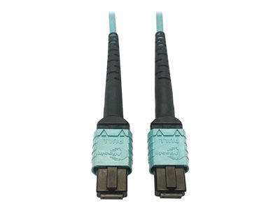 Eaton Tripp Lite Series 400G Multimode 50/125 OM4 Plenum-Rated Fiber Optic Cable, 24F MTP/MPO-PC (F/F), Aqua, 1 m