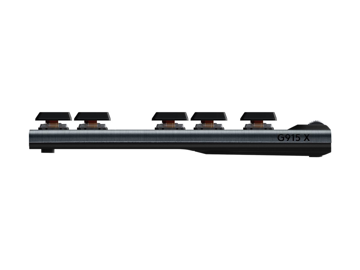 Logitech G G915 X keyboard gaming LIGHTSPEED TKL QWERTY English black Input Product shot Right-angle 79850