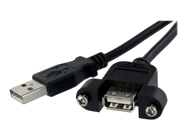 Image of StarTech.com 3 ft Panel Mount USB Cable A to A F/M - Panel Mount USB Extension USB A-Female to A-Male Adapter Cable 3ft - USB-A (F) Port (USBPNLAFAM3) - USB extension cable - USB to USB - 91.4 cm