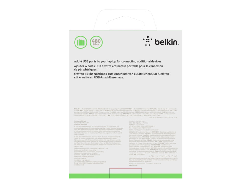 BELKIN Hub de Voyage 4 Ports USB 2.0 Noi