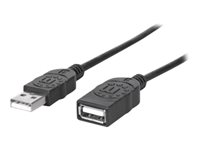 Manhattan USB-A to USB-A Extension Cable, 1.8m, Male to Female, 480 Mbps (USB 2.0), Hi-Speed USB, Black, Lifetime Warranty, P