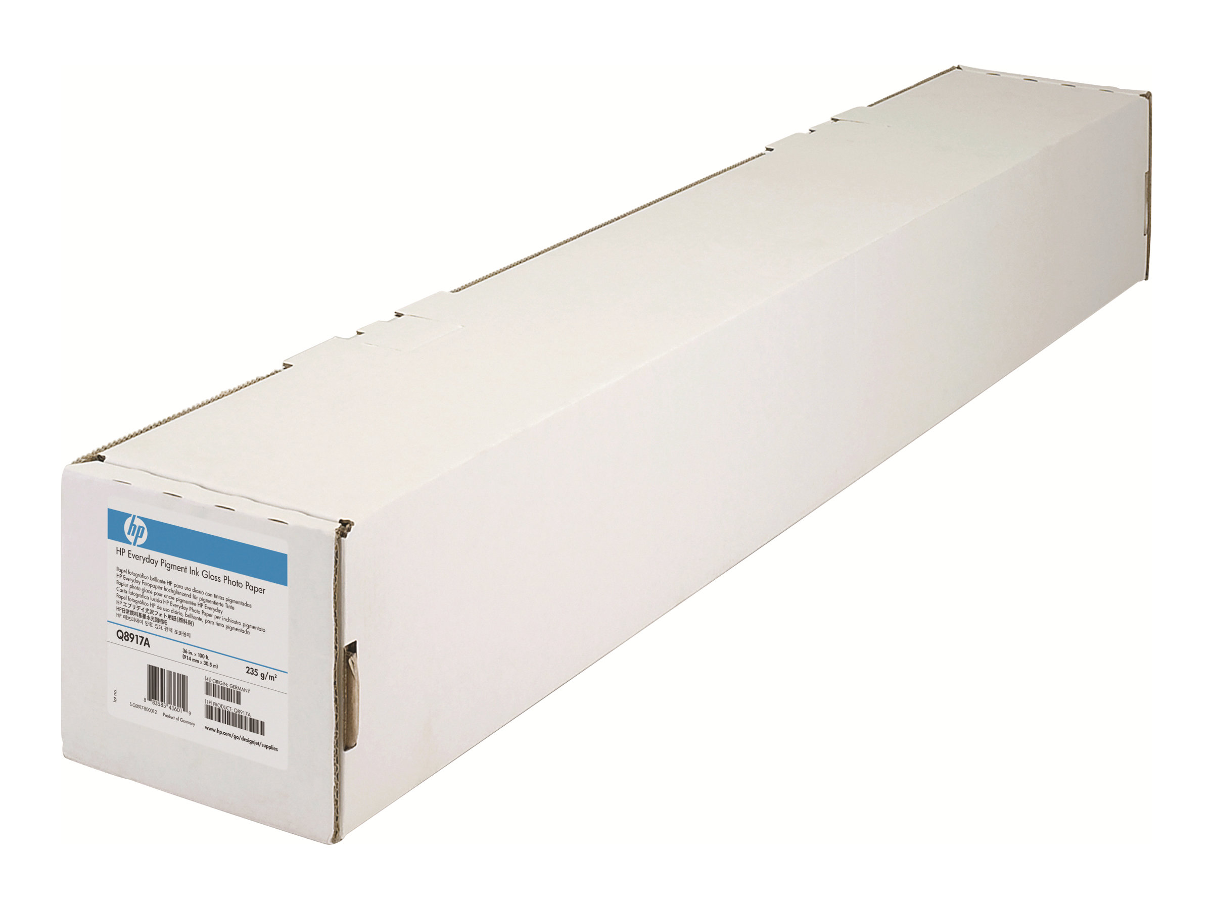 HP Everyday pigment ink photo paper glossy 1 roll(s) Roll (91.4 cm x 30.5 m) 235 Product shot Right-angle 80000