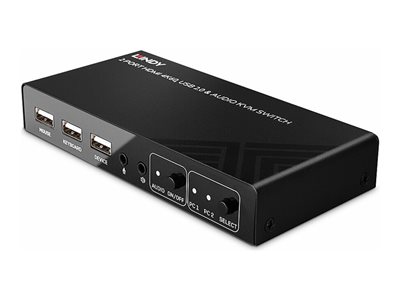 LINDY 2 Port KVM Switch HDMI 4K60, USB 2.0 & Audio