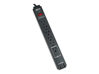 Tripp Lite Protect It! 6-Outlet Surge Protector, 6 ft. Cord, 990 Joules, 2 USB Ports (2.1A), Black Housing - surge prot…