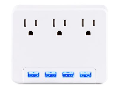 3AC OUT WALL TAP NEMA 125V4LIGHTED 4.2A USB PORTS 1YR WARR