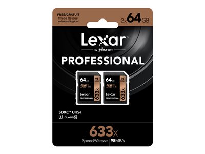 Lexar Professional Flash memory card 64 GB UHS-I / Class10 633x SD