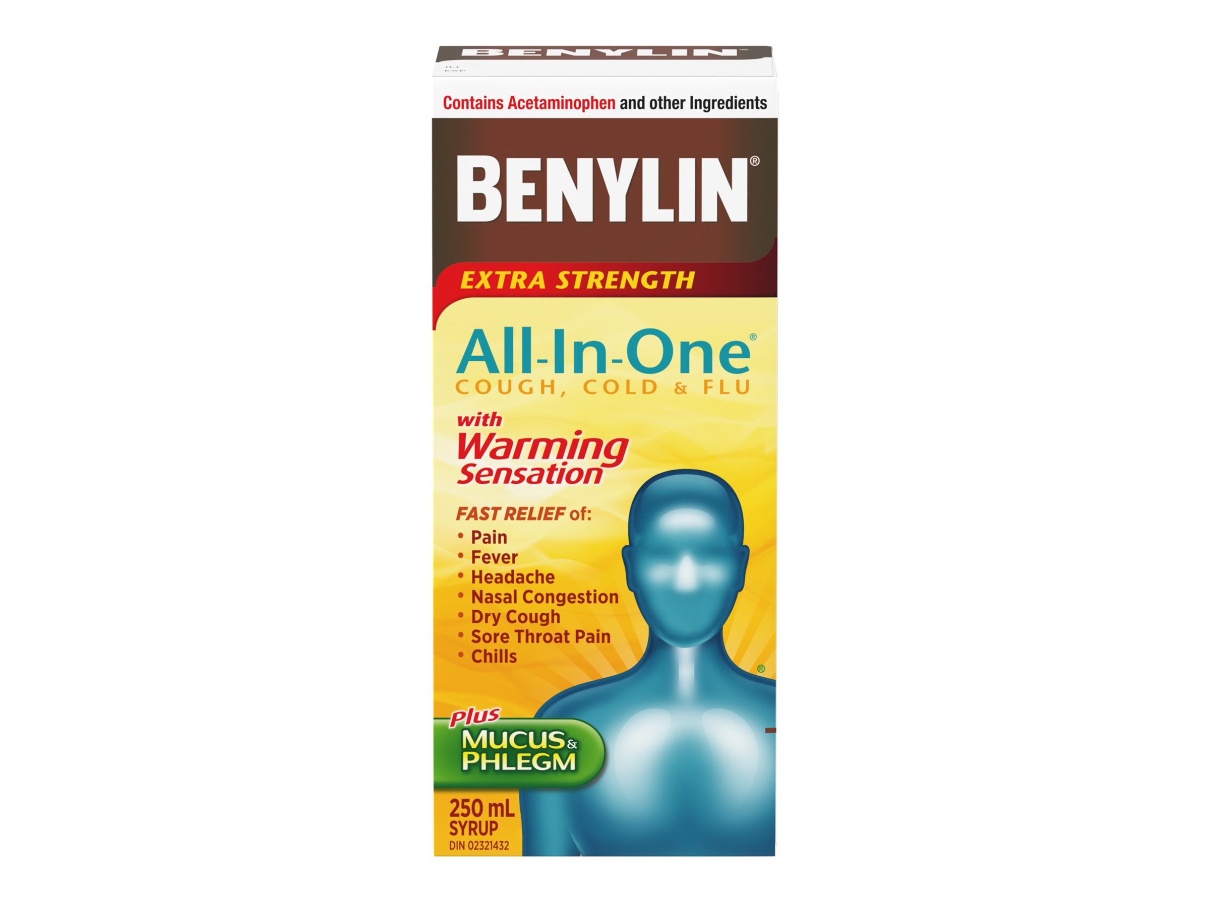 BENYLIN Extra Strength All-In-One Cough, Cold and Flu With Warming Sensation Syrup - 250ml