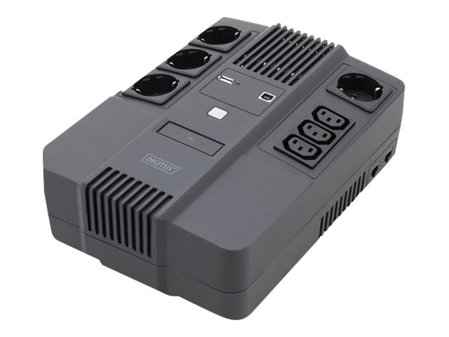 Zasilacz awaryjny UPS DIGITUS Line-Interactive 600VA/360W AVR 4xSCHUKO 3xIEC C13 1xUSB A 1x USB B RJ