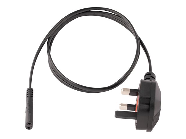 Image of StarTech.com 3ft (1m) UK Laptop Power Cable, BS 1363 to C7, 2.5A 250V, 18AWG, Black, AC Notebook/Laptop Replacement Cord, Printer Cable, UK Laptop Charger Cord, BS 1363 to IEC60320 C7 - Power Brick Cord - power cable - power IEC 60320 C7 to BS 1363 - 1 m
