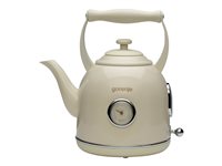 Gorenje K17CLIN, 1,7 L, 2000 W, Cremefarvet, Metal, Plast, Vandmåler, Overophedningsbeskyttelse