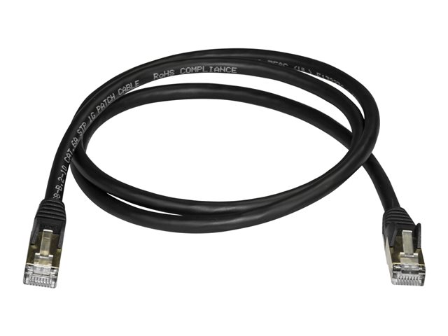 Image of StarTech.com 1m CAT6A Ethernet Cable, 10 Gigabit Shielded Snagless RJ45 100W PoE Patch Cord, CAT 6A 10GbE STP Network Cable w/Strain Relief, Black, Fluke Tested/UL Certified Wiring/TIA - Category 6A - 26AWG (6ASPAT1MBK) - patch cable - 1 m - black