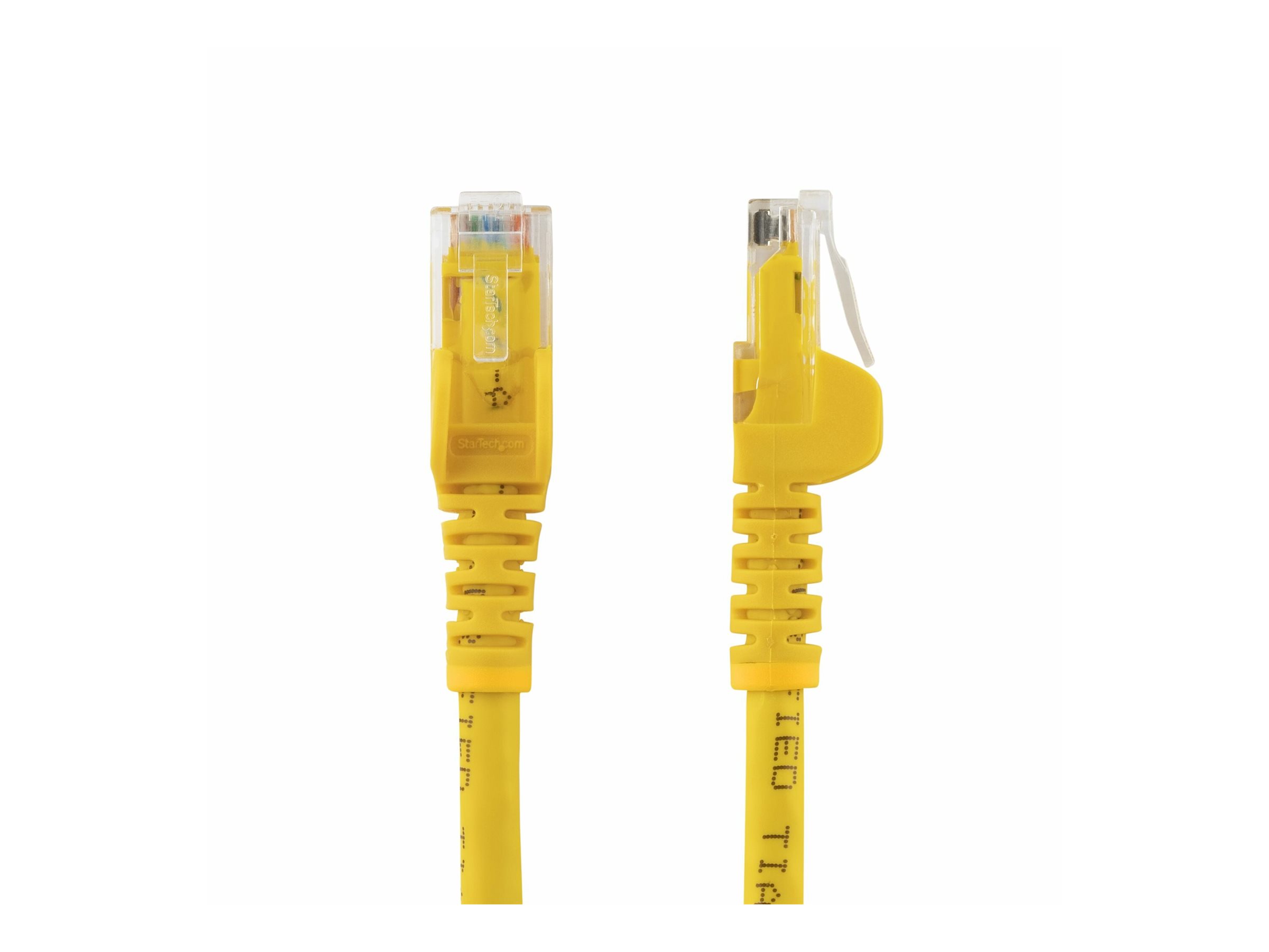 An image of Startech 100ft CAT6 Ethernet Cable, 10 Gigabit Snagless RJ45 650MHz 100W PoE Patch Cord, CAT 6 10GbE UTP Network Cable w/Strain Relief, Yellow, Wiring is UL Certified/TIA - Category 6 - 24AWG (N6PATCH100YL) - patch cable - 30.5 m - yellow