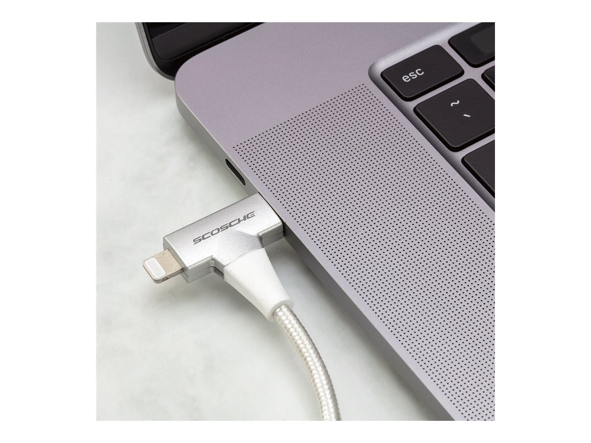 Scosche StrikeLine HH USB-C to USB-C/Lightning Cable - 1.22m - White