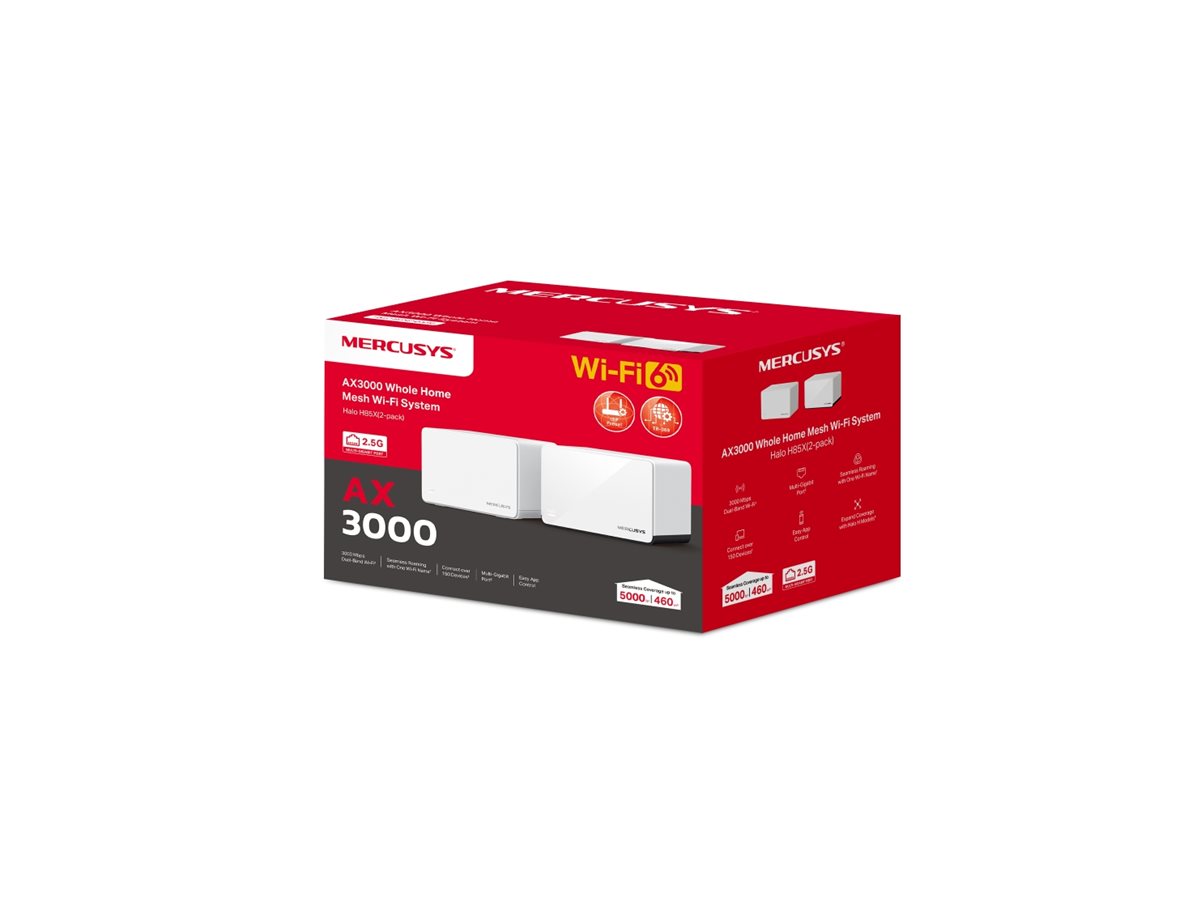 Mercusys Halo H85X V1 Wi-Fi system Wi-Fi 6 Product shot Right-angle 79700