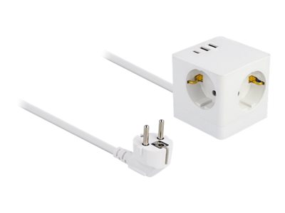 DELOCK Steckdosenwürfel 1,5m Kabel weiss