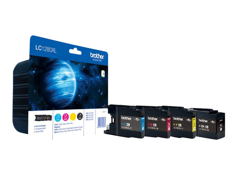 Brother LC1280XL Value Pack - 4-balení - černá, žlutá, azurová, purpurová - originální - inkoustová cartridge – foto 2