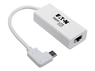 Tripp Lite USB C to Gigabit Adapter Converter USB 3.1 Gen 1 Right-Angle White 6in USB Type C to Ethernet Network Adapter
