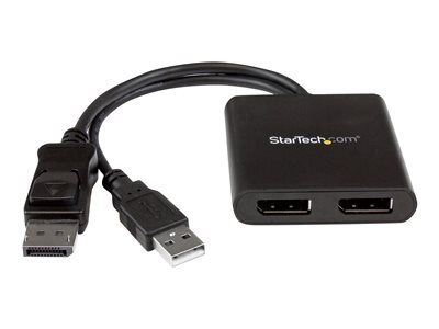 StarTech.com 2-Port Multi Monitor Adapter, DisplayPort 1.2 MST Hub, Dual 4K 30Hz or 1080p, USB Bus Powered, Video Splitter for Extended Desktop Mode on Windows Only, DP to 2x DP MST Hub