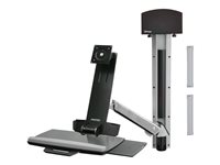 Ergotron StyleView Sit-Stand Combo System - Mounting kit (CPU holder, 2 track covers, 2 cable channels, wrist rest, adjustable monitor arm, VESA mount bracket, wall track 34", CPU and arm track mount bracket kits, keyboard tray with left/right mouse tray, barcode scanner and mouse holder, combo arm) - for LCD display / PC equipment - small CPU holder - aluminium, high-grade plastic - polished aluminium - screen size: up to 24"