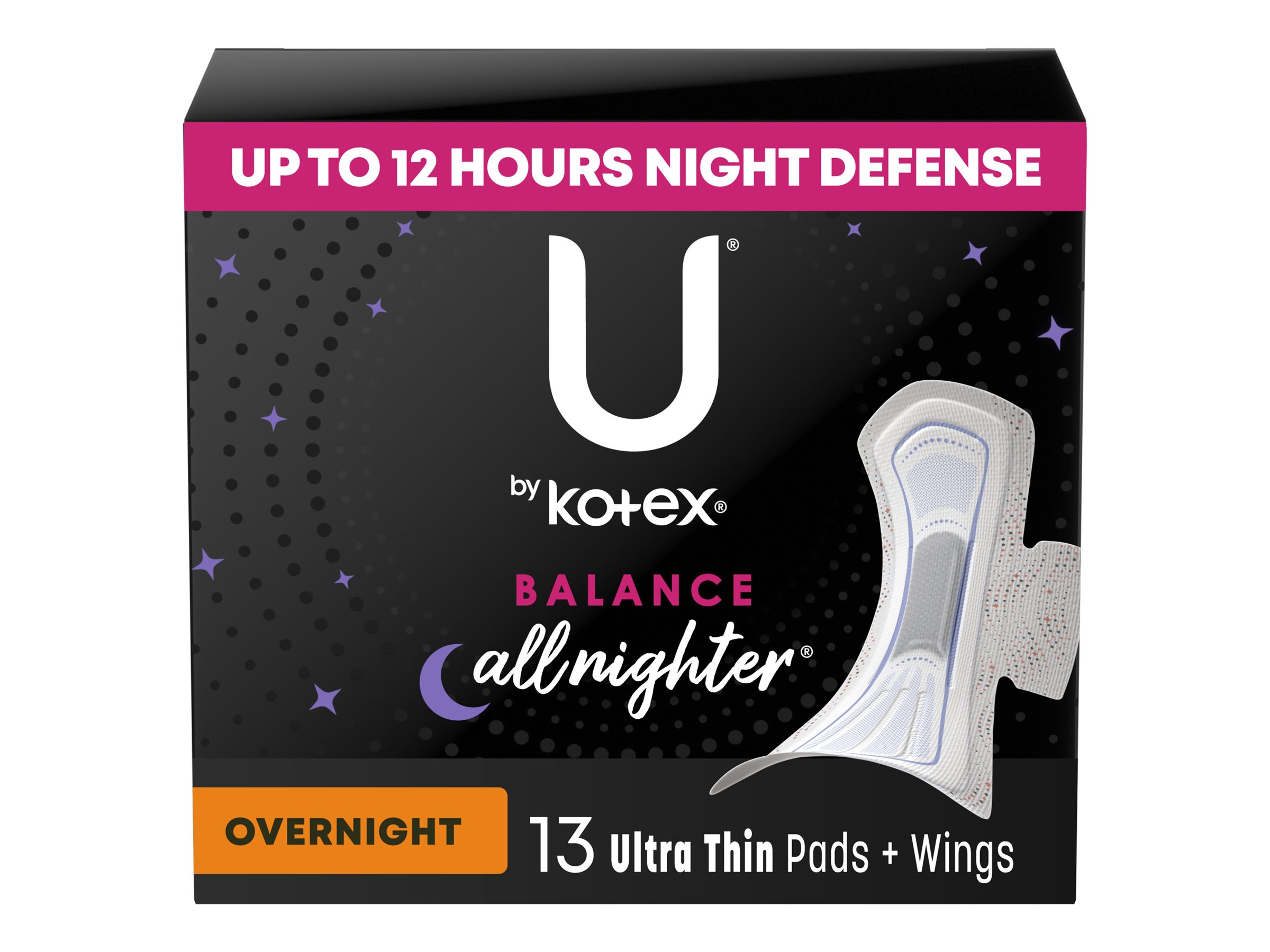 U by Kotex Balance Ultra Thin Sanitary Pad - Overnight - 13 Count