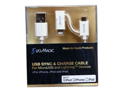 I/OMagic Dual Tip Charging / data cable USB male to Micro-USB Type B, Lightning male 3.2 ft 