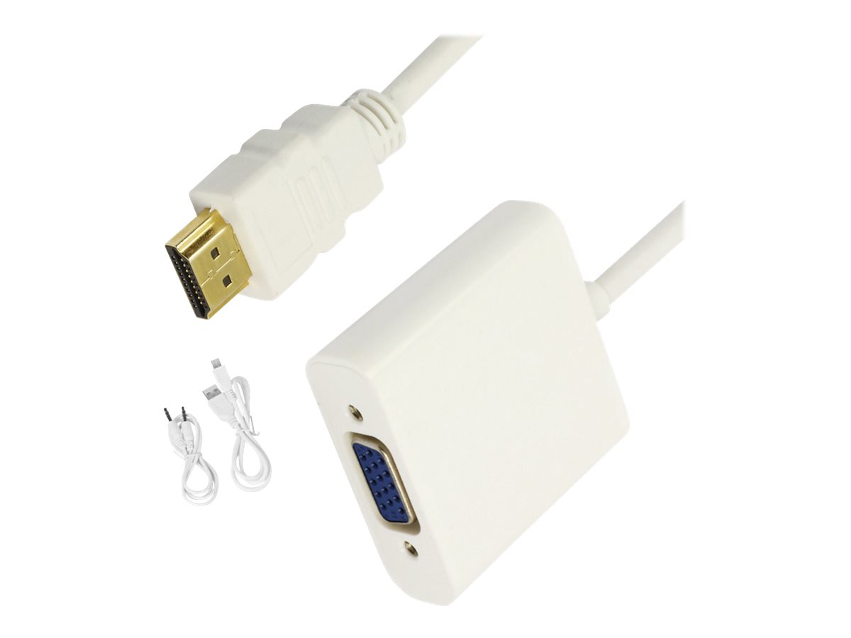4XEM - Adapter - HDMI male to HD-15 (VGA), mini-phone stereo 3.5 mm, Micro-USB Type B (power only) female