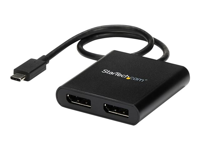 Image of StarTech.com 2-Port Multi Monitor Adapter, USB-C to 2x DisplayPort 1.2 Video Splitter, USB Type-C to DP MST Hub, Dual 4K 30Hz or 1080p 60Hz, Compatible with Thunderbolt 3, Windows Only - Multi Stream Transport (MSTCDP122DP) - DisplayPort adapter - 24 pin 