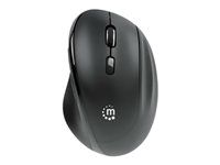 Manhattan Ergonomic Wireless Mouse, Right Handed, Adjustable 800/1200/1600dpi, 2.4Ghz (up to 10m), Six Button with Scroll Wheel, Combo USB=A and USB-C receiver, Black, AA battery (included), Three Year Warranty, Retail Box - mouse - 2-in-1 USB receiver - 2.4 GHz - black