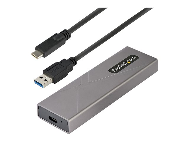 Image of StarTech.com USB-C 10Gbps to M.2 NVMe or M.2 SATA SSD Enclosure, Tool-free M.2 PCIe/SATA NGFF SSD Enclosure, Portable Aluminum Case, USB Type-C & USB-A Host Cables, For 2230/2242/2260/2280 - Works w/ Thunderbolt 3 (M2-USB-C-NVME-SATA) - storage enclosure 