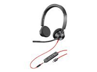 Poly Blackwire 3325 - Blackwire 3300 series - headset - on-ear - wired - active noise canceling - 3.5 mm jack, USB-C - black