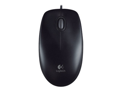 Logitech B100 - Mouse - right and left-handed - optical - 3 buttons - wired - USB - black