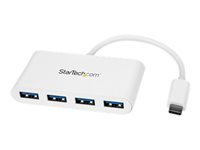 StarTech.com Hub USB-C - Hub USB 3.0 à 4 ports compact - USB-C vers 4x USB-A - Adaptateur USB C - Alimenté par bus - Blanc (HB30C4ABW)