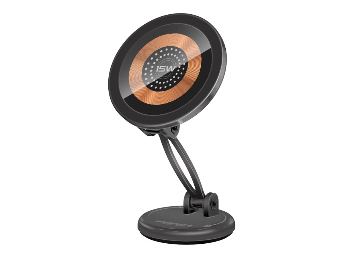 Promate Magnus2-Qi car wireless charging holder SecureGrip 360° cradleless MagSafe compatible Product shot Right-angle 79850