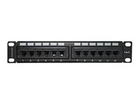 Intellinet Patch Panel, Cat6, 10", UTP, 1U, 12-Port, Black - patch panel - 1U - 10"