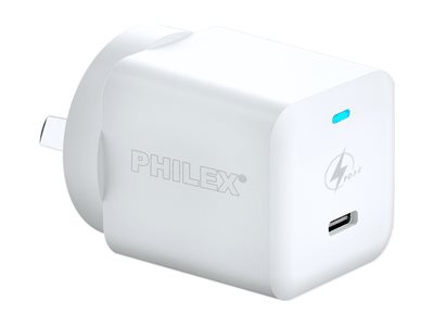 Sansai power adapter PD 3.0 24 pin USB-C 30 Product shot Right-angle 79250